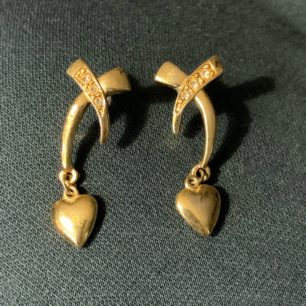 Vintage Avon Gold Heart Dangle Earrings